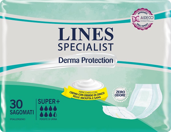 PANNOLONE PER INCONTINENZA LINES SPECIALIST DERMA SAGOMATO SUPER+ 30 PEZZI - pharmaonline24.it