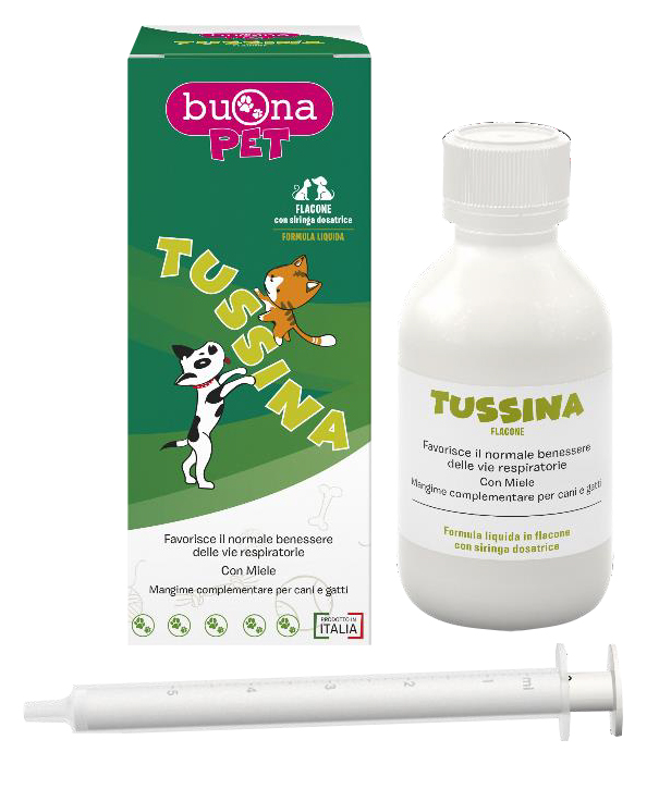 TUSSINA FLACONE CANI E GATTI CON SIRINGA DOSATRICE 100 G BUONAPET - pharmaonline24.it