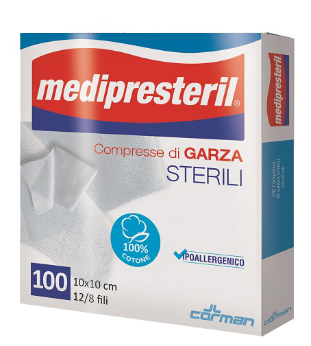 GARZA COMPRESSA MEDIPRESTERIL 12/8 FU 10X10CM 100 PEZZI - pharmaonline24.it