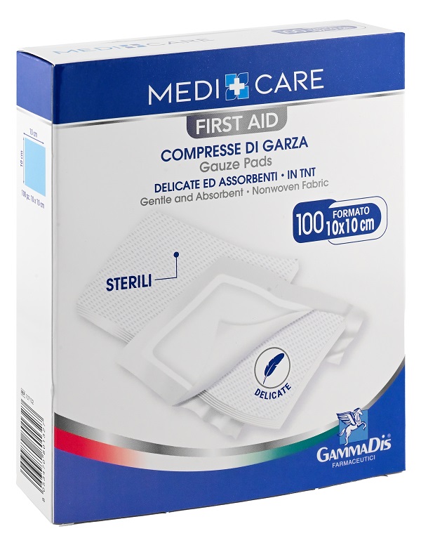 GARZA MEDICARE TNT 10X10 CM 100 PEZZI - pharmaonline24.it