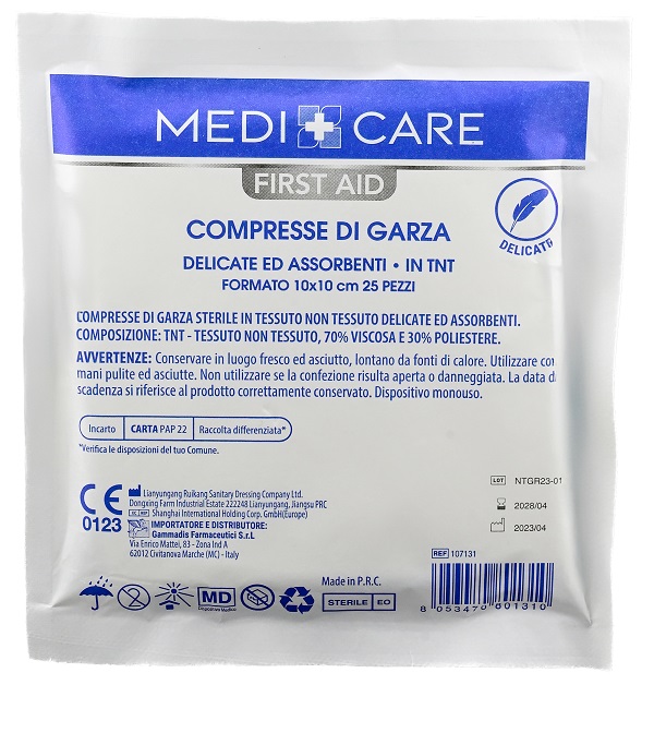 GARZA MEDICARE TNT 10X10 CM 25 PEZZI - pharmaonline24.it