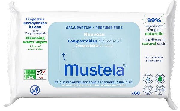 MUSTELA SALVIETTE ACQUA COMPOSTABILI SENZA PROFUMO 60 PEZZI - pharmaonline24.it